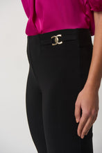 Load image into Gallery viewer, Modern silk straight-leg pants with a slimming cut, elastic waistband, and decorative gold details for chic, all-day wear.