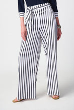 Load image into Gallery viewer, Elegantly striped wide-leg pants with a chic sash, combining style and functionality.