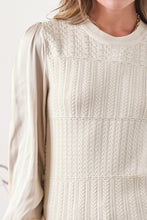 Load image into Gallery viewer, Champagne Woven Satin Long Sleeve Sweater Top.