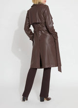 Load image into Gallery viewer, Stylish Cielo Vegan Leather Trench Coat, knee-length with a detachable belt, functional pockets, and rainproof for versatile wear.