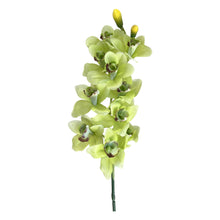 Load image into Gallery viewer, Vibrant green real touch orchid with yellow flowers on a white background, adding sophistication to your centerpieces.