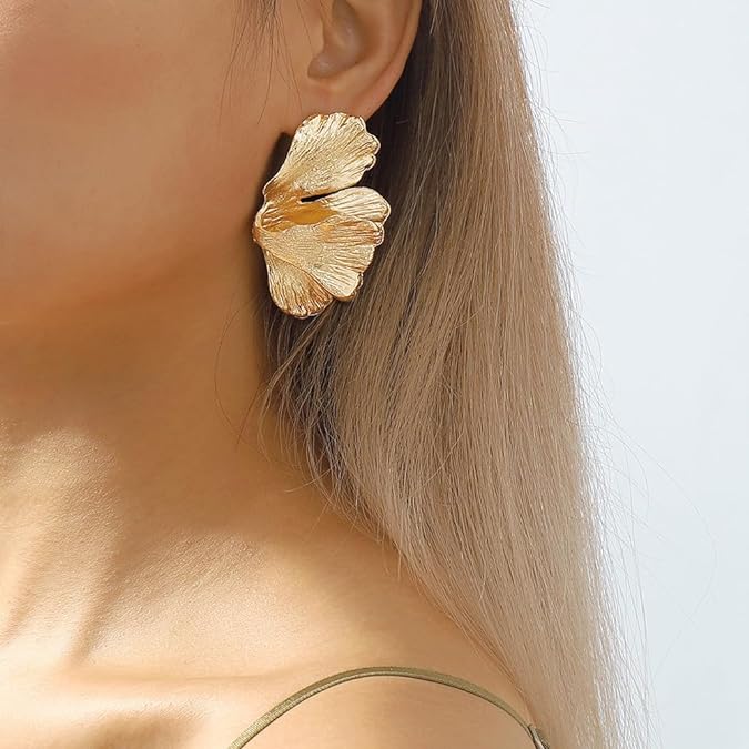Ginkgo Gold Earrings Golden Stella – Serendipity House of Style