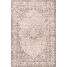 Load image into Gallery viewer, Transitional Oriental/Persian rug in light brown and beige colors, made from 100% polyester with a sleek and sophisticated design.