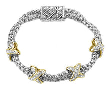 Load image into Gallery viewer, Two tone bracelet with magnetic closure.