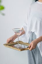 Load image into Gallery viewer, Ornate gold-finished tray, blending lavish splendor of past with modern functionality.