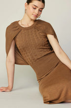 Load image into Gallery viewer, Stay chic and comfy in this brown midi sweater dress. The perfect choice for a casual yet trendy look.