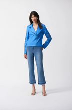 Load image into Gallery viewer, Embrace your inner rockstar in this faux-suede moto jacket featuring a notched collar and elegant foiling and embroidery.