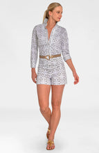 Load image into Gallery viewer, Lightweight khaki boyfriend shirt, versatile button-down style ideal for spring and summer casual outings or beachwear.