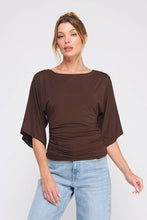 Load image into Gallery viewer, Brown 3/4 sleeve chic and elevated blouse.