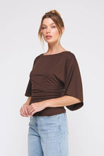 Load image into Gallery viewer, Brown 3/4 sleeve chic and elevated blouse.