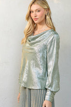 Load image into Gallery viewer, Woman wearing a silver sequin top against a plain background