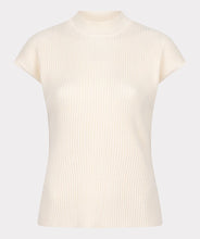 Load image into Gallery viewer, Soft sand-colored top featuring a low turtleneck, crafted from a blend of viscose, polyester, and nylon for comfort.