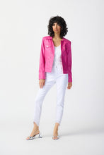 Load image into Gallery viewer, Sophisticated pink leather jacket with metal trims, ideal for any occasion, adding elegance to your wardrobe.