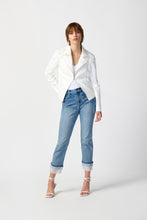 Load image into Gallery viewer, Step into the spotlight with this luxurious jacket crafted from soft foiled suede. It showcases a playful guipure floral appliqué adorned with statement studs, while offering easy wearability with a hook-and-eye closure.