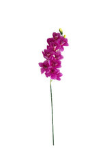 Load image into Gallery viewer, A vibrant, real touch purple Cymbidium orchid on a stem, adding sophistication to centerpieces.