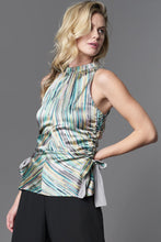 Load image into Gallery viewer, Sleeveless Dripping Paint Drawstring Top with button/loop back closure and side seam ties.