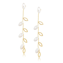 Load image into Gallery viewer, Gold and pearl drop earrings, tarnish free and waterproof. 18K gold plated.
