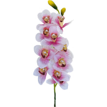 Load image into Gallery viewer, Sophisticated real touch pink orchid with white flowers on a white background, ideal for stylish centerpieces.
