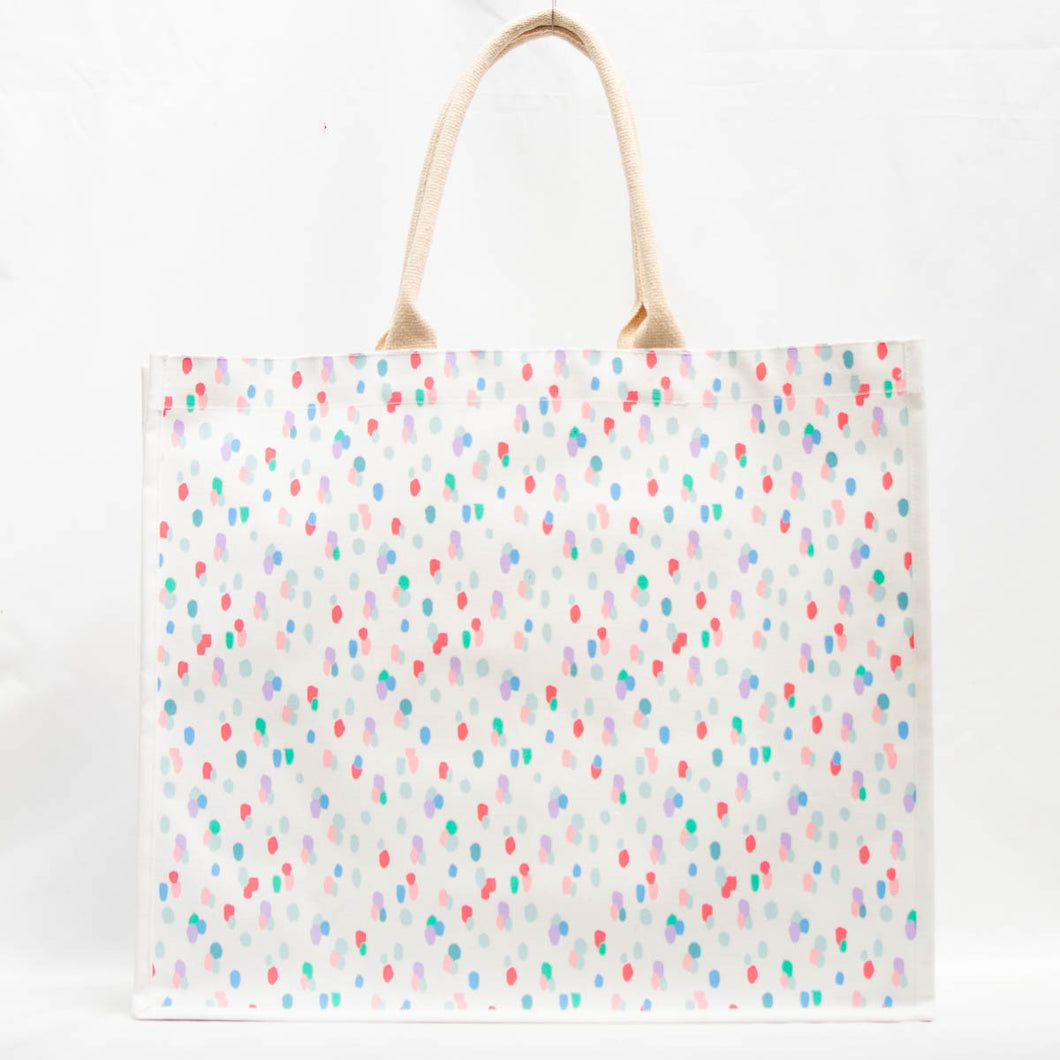 Luxurious Confetti Canvas Carryall Tote with eye-catching design, sophisticated style, and ample space for essentials.