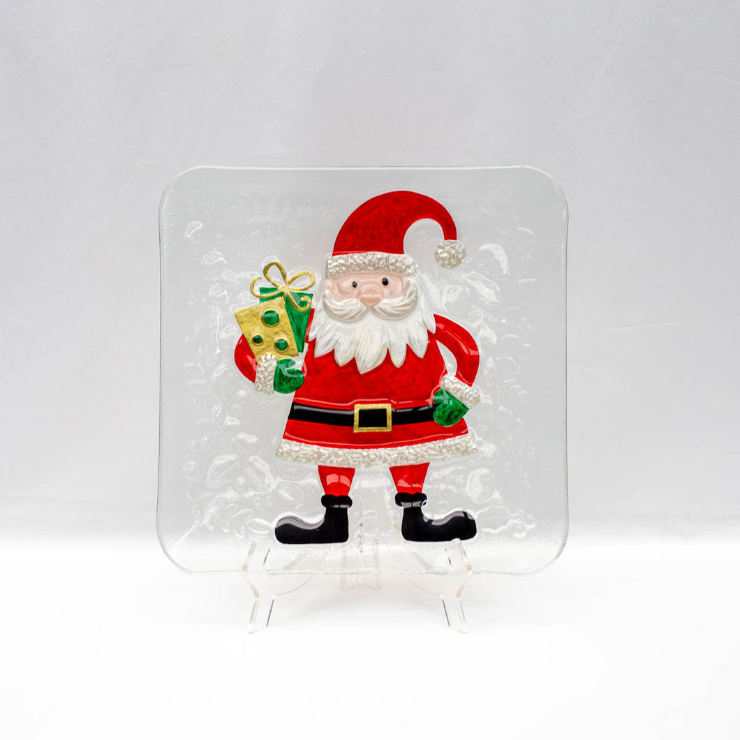 Festive Santa Glass Platter