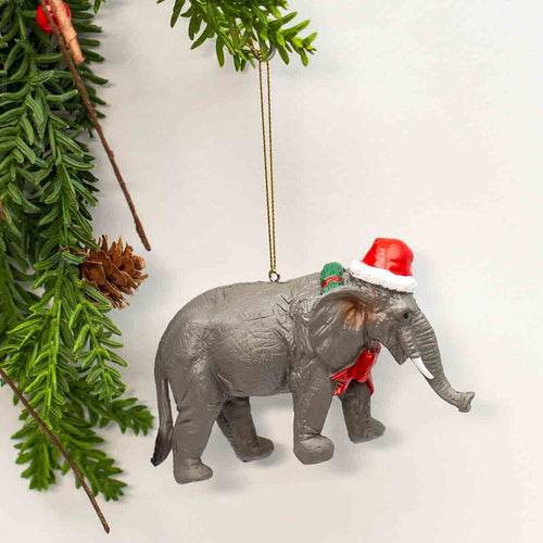 Elephant ornament with team spirit design, perfect for tree or gift basket. Ideal for Elephant lovers!