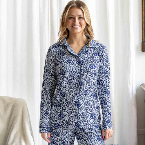 Blue Floral Pajama Set