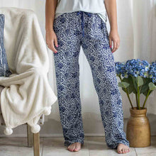 Load image into Gallery viewer, Blue Floral Pajama Pants
