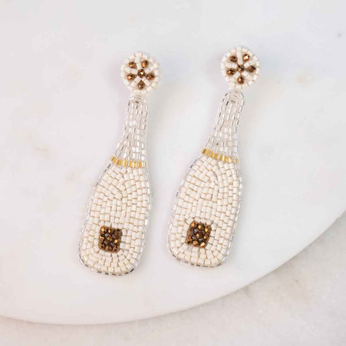 Champagne Bottle Beaded Earrings