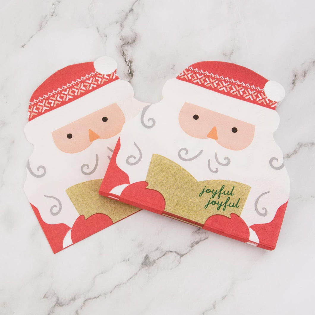 Santa Shaped Cocktail Napkins: Festive red napkins with a jolly Santa Claus design. Perfect for holiday parties and adding a touch of Christmas cheer.