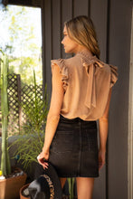 Load image into Gallery viewer, Daphne Taupe Suede Ruffle Sleeve Top
