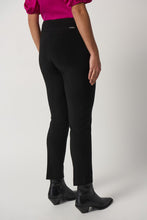 Load image into Gallery viewer, Modern silk straight-leg pants with a slimming cut, elastic waistband, and decorative gold details for stylish comfort.

