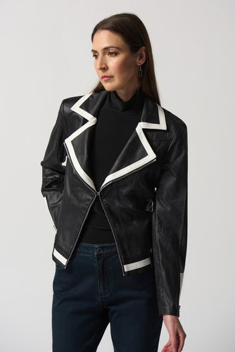 Notched Collar Suede Jacket - Joseph Ribkoff