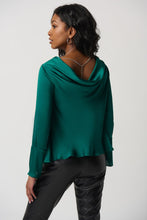 Load image into Gallery viewer, A stylish green satin top paired with a beautiful necklace.
