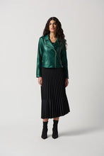 Load image into Gallery viewer, Metallic Faux Leather Biker Jacket 
