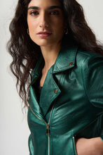 Load image into Gallery viewer, Metallic Leather Biker Jacket
