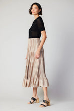 Load image into Gallery viewer, Elegant Pleated Tiered Midi Skirt - Current Air, crafted from a soft, lightweight fabric for a chic and comfortable feel.

