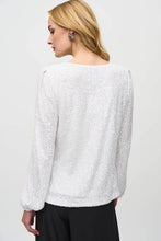Load image into Gallery viewer, A sophisticated sequined top showcasing a draped cowl neckline, ideal for creating a fabulous ensemble with any bottom.
