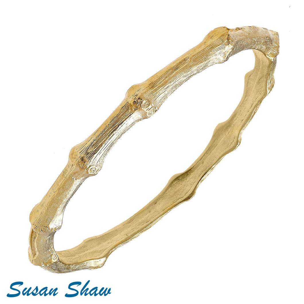 Gold Bamboo Bangle Bracelet - Susan Shaw