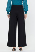 Load image into Gallery viewer, Person wearing a teal blouse and black wide-leg pants on a white background
