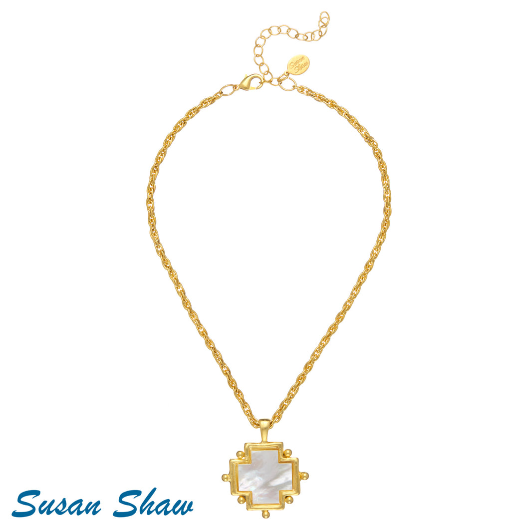 Mother of Pearl Cross Necklace - Susan Shaw