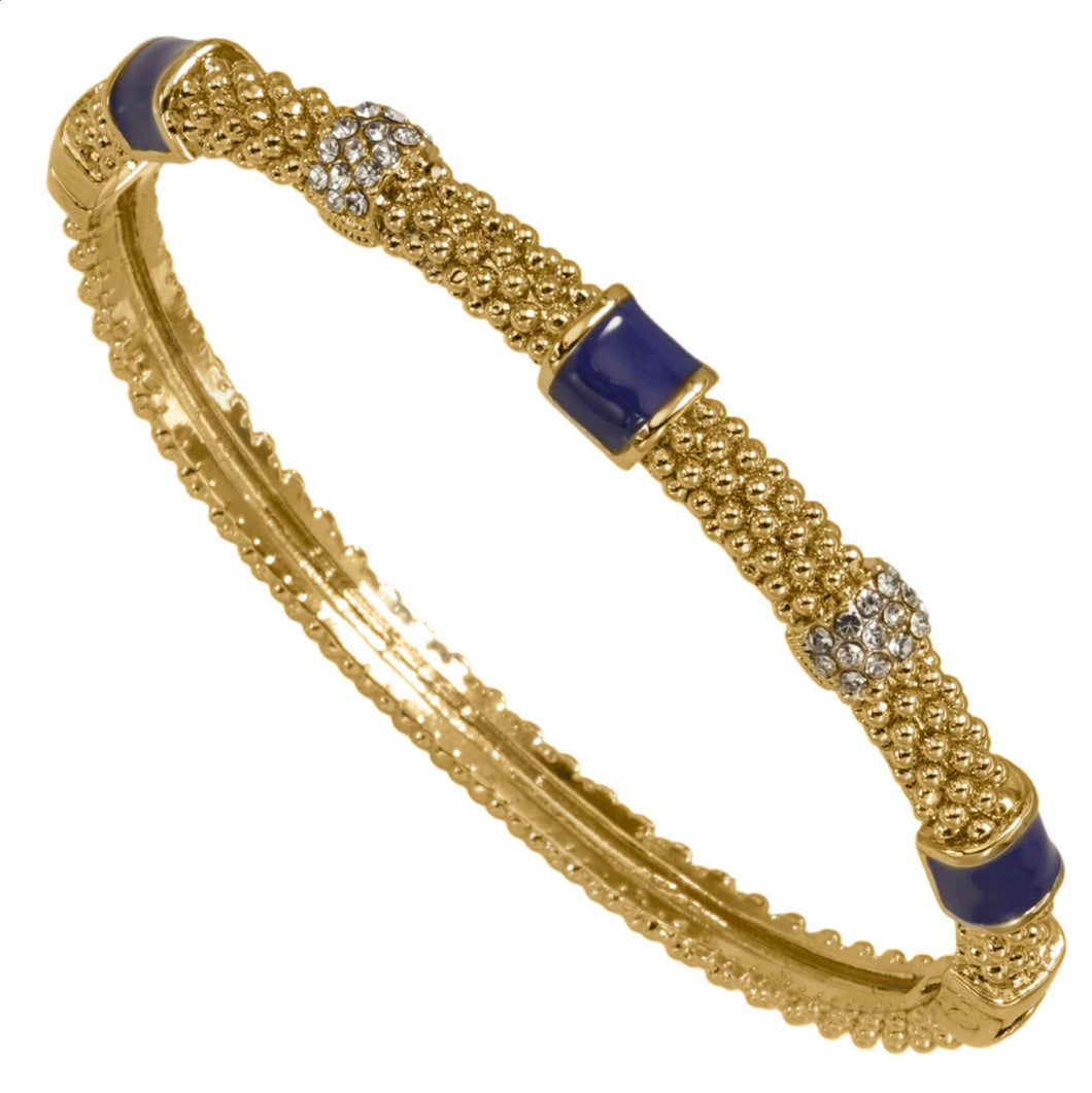 Golden Lapis & Crystal Caviar Station Bangle
