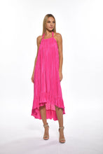 Load image into Gallery viewer, Julian Chang&#39;s Hilma Dress: Flattering A-line silhouette in pink plisse fabric, adding whimsy to your wardrobe.
