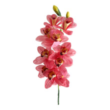 Load image into Gallery viewer, A vibrant real touch pink orchid with realistic details, placed on a clean white background.
