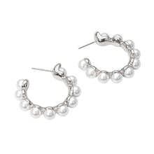 Load image into Gallery viewer, Pearl Studded Hoop Earrings
