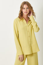 Load image into Gallery viewer, Elevate your wardrobe with this playful Muted Lemon Button Down Blouse. Versatile for office or casual outings.
