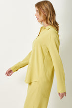 Load image into Gallery viewer, Stay stylish with this Muted Lemon Button Down Blouse featuring a textured design. Perfect for any occasion, office or casual.
