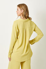 Load image into Gallery viewer, Muted Lemon Button Down Blouse with textured design and classic button-down style for a fashionable look.
