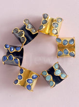 Load image into Gallery viewer, Handmade Multi Gemstone Cuff Ring: Turquoise
