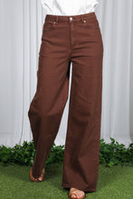 Load image into Gallery viewer, Chocolate Wide Straight Leg Cotton Pants
