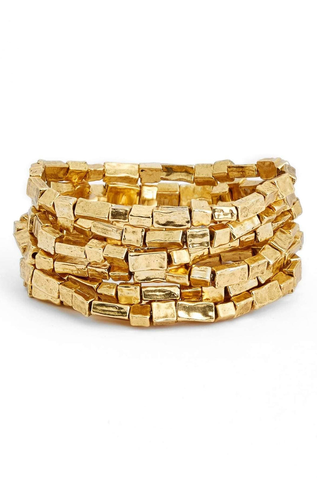 Chic Elongated Bead Bracelet Stack - Set of 7: Gold